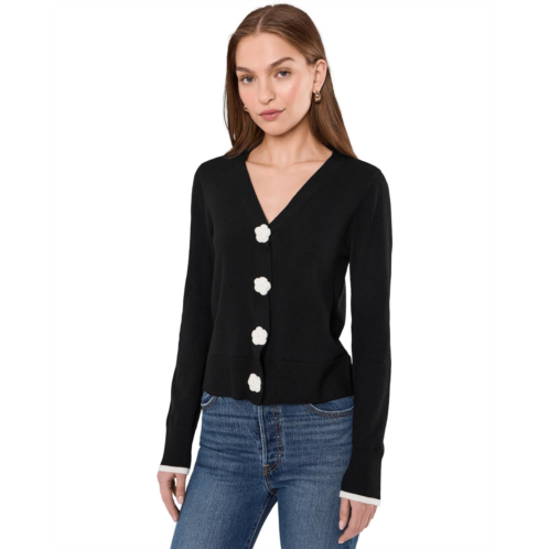 CeCe Crochet Floral Button Front Cardigan