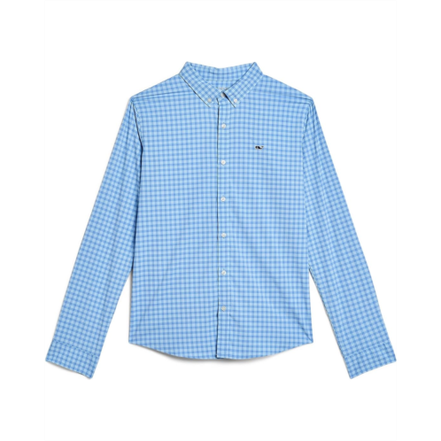 Boys Vineyard Vines Kids Lemon Shark Gingham Featherweight Performance Shirt (Toddler/Little Kid/Big Kid)