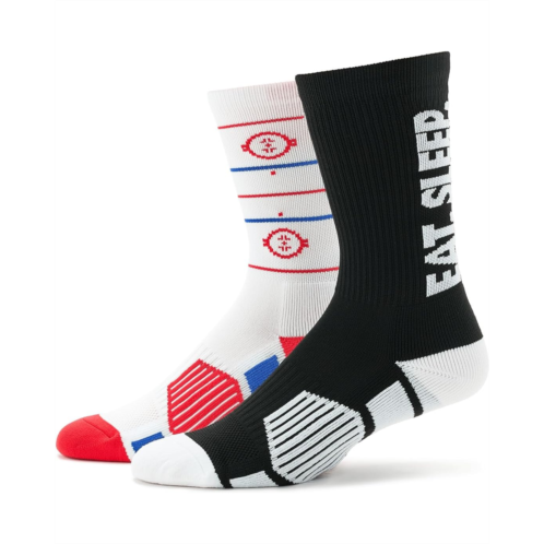 Unisex ChalkTalk SPORTS Hockey Woven Mid-Calf Sock Set - Rink & Eat Sleep Hockey (Little Kid/Big Kid/Adult)
