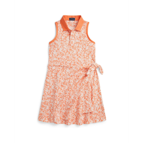 Polo Ralph Lauren Kids Pineapple Faux-wrap Mesh Polo Dress (big Kid)