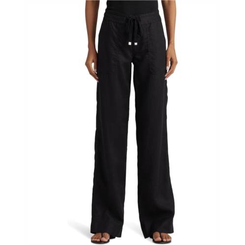 POLO RALPH LAUREN Womens Lauren Ralph Lauren Petite Linen Wide-Leg Pant