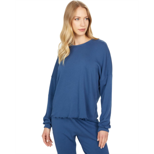 Michael Lauren Travis Signature Soft French Terry Crop Pullover Sweatshirt