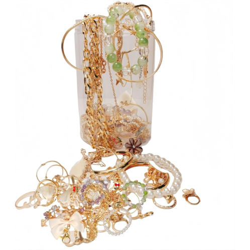 45-55 Pieces Mystery Jewelry Jar Surprise Jewelry Box for womenMystery Earrings & Necklace Unboxing Kit with Unique Designs Unique Birthday Gifts for Women