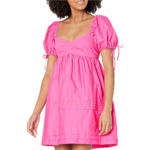 Womens English Factory Pleated Detail Puff Sleeve Mini Dress