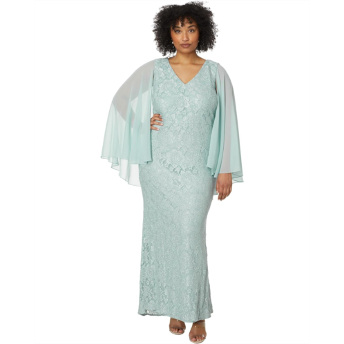 Betsy & Adam Plus Size Long Lace Capelet