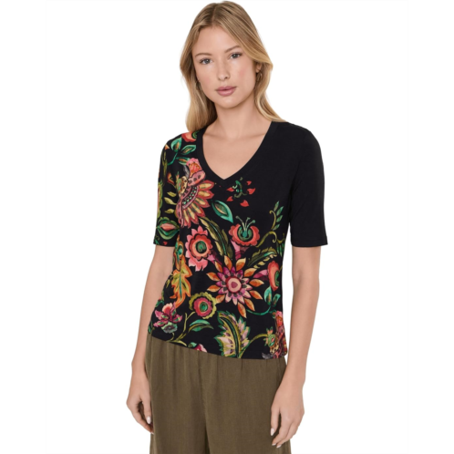 Johnny Was The Janie Favorite Fitted V-Neck Elbow Sleeve Tee