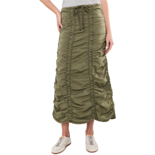 Womens XCVI Stretch Poplin Double Shirred Panel Skirt