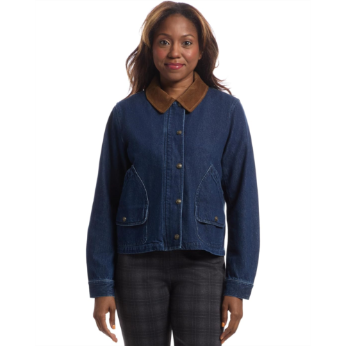 Womens Elliott Lauren Barn Jacket - Snap Closure Denim Jacket with Patch Pockets and Corduroy Collar