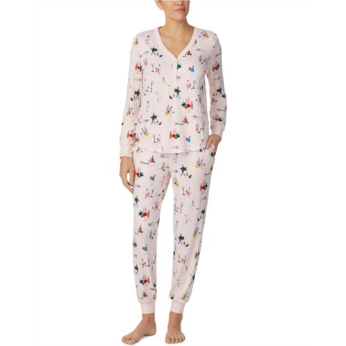 Kate Spade New York Cozy Brushed Jersey Long Sleeve Henley Joggers Set