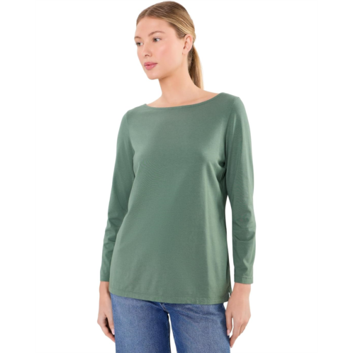L.L.Bean Womens LLBean Soft Stretch Supima Tee Boatneck Bracelet Sleeve