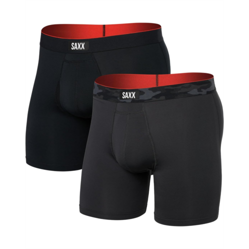Mens SAXX UNDERWEAR Multi-Sport Mesh Boxer Briefs Fly 2-Pack