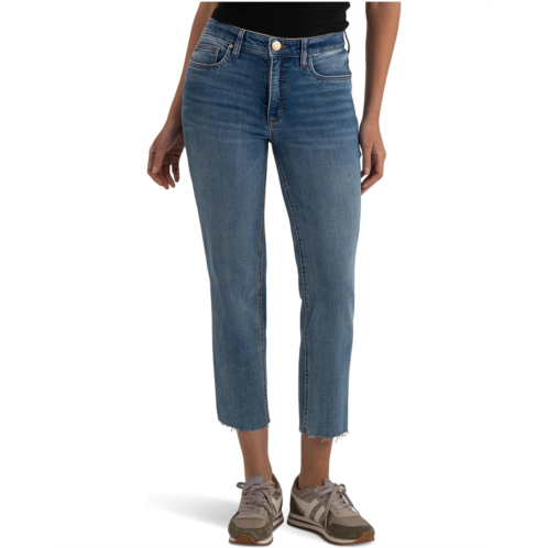 KUT from the Kloth Rachael High-Rise Fab Ab Mom Raw Hem in Optic White