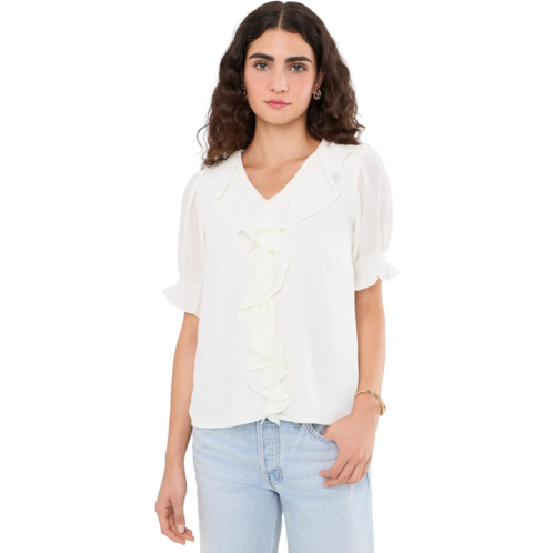 CeCe Ruffled Pintuck Elbow Sleeve Top