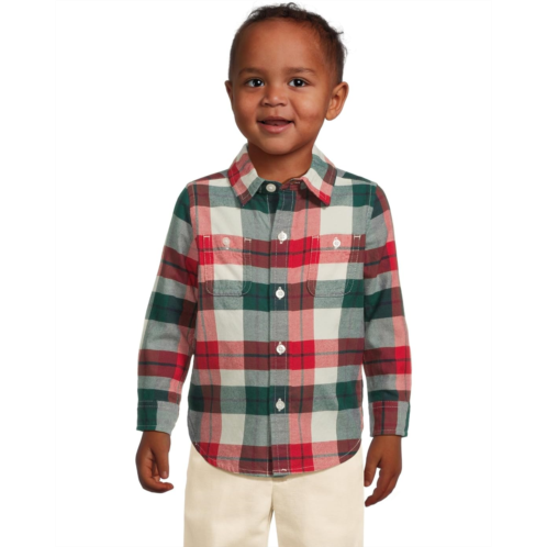 Janie and Jack Plaid Twill Button Down Shirt (Infant)