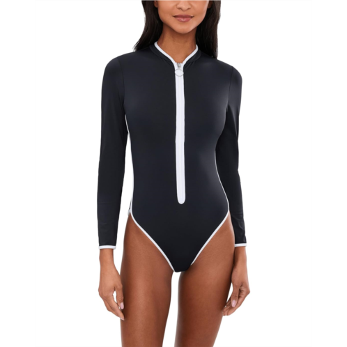 Womens Seafolly Collective Long Sleeve Zip Front One-Piece