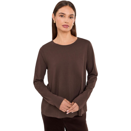 Womens Eileen Fisher Organic Pima Cotton Jersey Round Neck Long Sleeve Tee