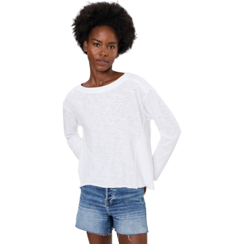 Womens Mod-o-doc Long Sleeve Mix Media Jewel Neck Top