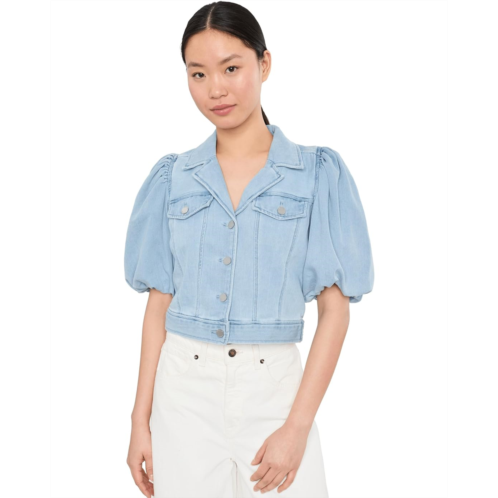 Liverpool Los Angeles Puff Sleeve Cropped Denim Trucker Jacket