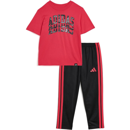 Adidas Kids Graphic Cotton Tee & 3-Stirpe Pants Set (Toddler/Little Kid)