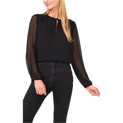 CeCe Long Sleeve Tie Neck Top