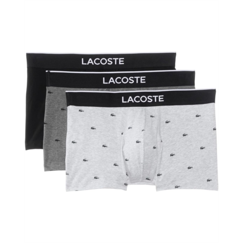 Mens Lacoste Cotton Stretch Mini Croc Print Trunks 3-pack