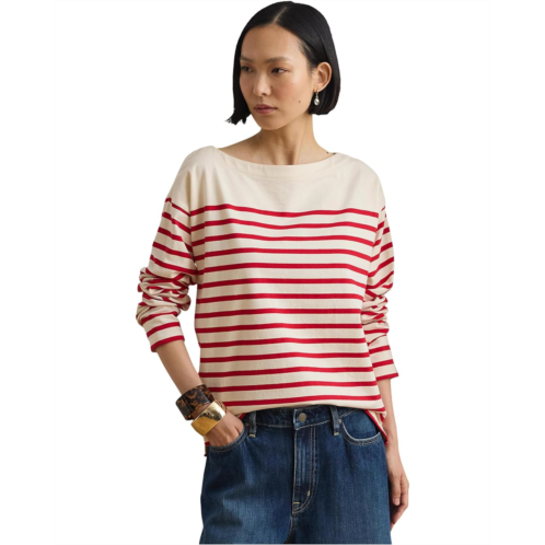 POLO RALPH LAUREN Striped Jersey Boatneck Top
