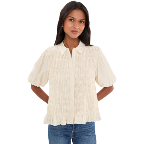 Womens Vince Camuto Button Front Bubble Sleeve Top