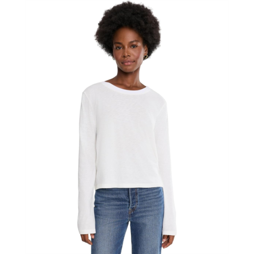 Womens Michael Stars Piper High Crew Boxy Long Sleeve Tee