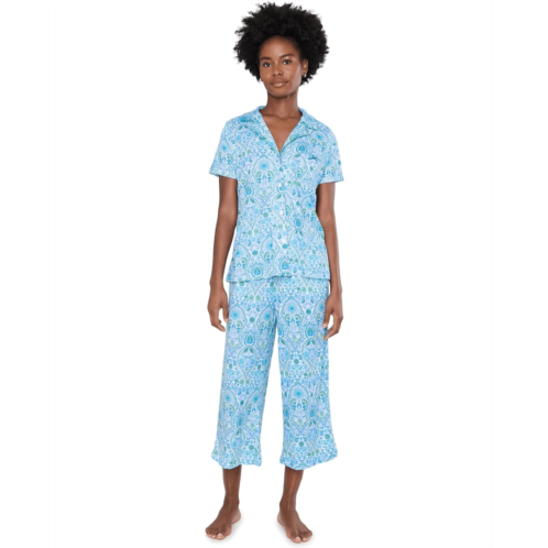 Womens Karen Neuburger Short Sleeve Notch Top & Capri Pajama Set