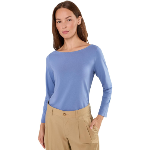 L.L.Bean Womens LLBean Soft Stretch Supima Tee Boatneck Bracelet Sleeve