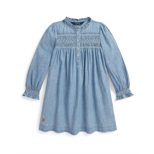 Girls Polo Ralph Lauren Kids Smocked Indigo Chambray Dress (Toddler/Little Kid)
