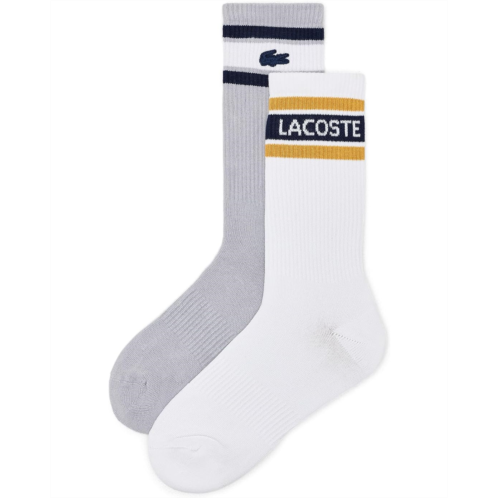 Mens Lacoste 2-Pack Striped Crew Socks