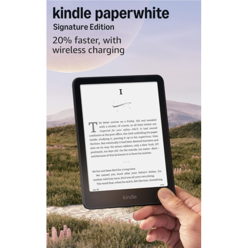 Amazon Kindle Paperwhite Signature Edition 32GB (newest model) - 20% faster with auto-adjusting front light wireless charging and weeks of battery life - Metallic Black