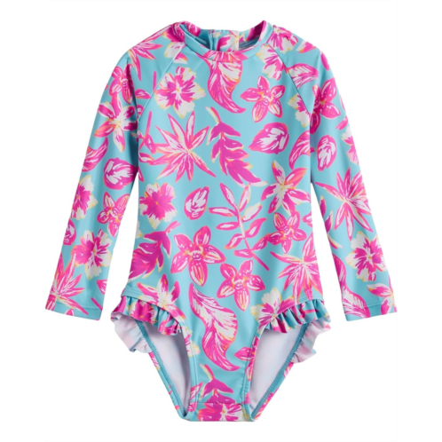 Girls Snapper Rock Kids Tropical Glow Recycled Leg Frill Surf Suit (Toddler/Little Kid)