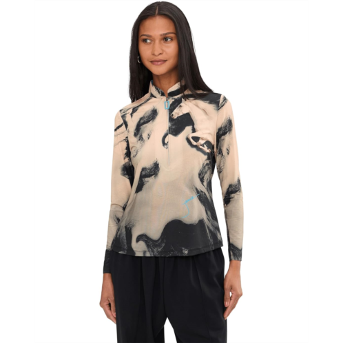 Womens Jamie Sadock Spirit Print Long Sleeve Sunsense 1/4 Zip Top