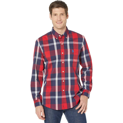 U.S. POLO ASSN. Long Sleeve Classic Fit Stretch Poplin Plaid Woven Shirt