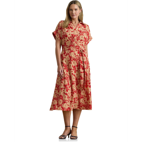 POLO Ralph Lauren Womens Lauren Ralph Lauren Floral Belted Crepe Dress