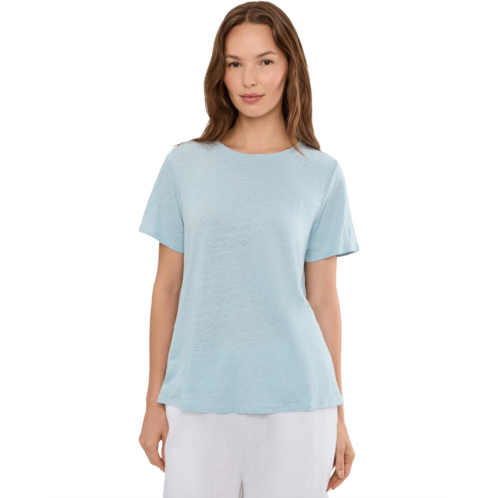 Womens Eileen Fisher Organic Linen Jersey Crew Neck Short Sleeve Tee