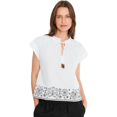 Vince Camuto V-Neck with Front Tie & Rolled-Up Short Sleeve