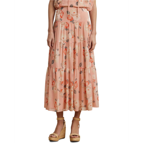 POLO RALPH LAUREN Womens Lauren Ralph Lauren Floral Crinkle Georgette Tiered Skirt