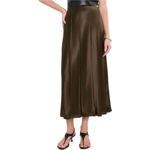 Vince Creased Pleated Skirt w/ Raw Edge Hem