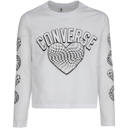 Converse Kids Long Sleeve Warp Check Heart Top (Big Kids)