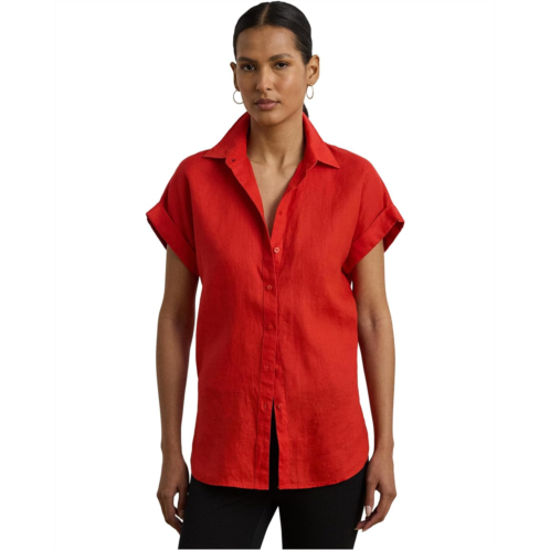 POLO RALPH LAUREN Womens Lauren Ralph Lauren Relaxed Fit Linen Short-Sleeve Shirt