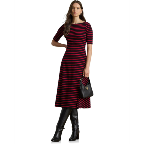 POLO Ralph Lauren Womens Lauren Ralph Lauren Striped Stretch Cotton Midi Dress