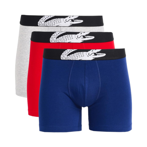 Mens Lacoste 3-Pack Crocodile Logo Boxer Briefs
