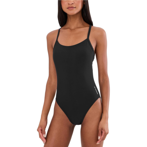 Womens Speedo Solid Racerback One-Piece Swimsuit