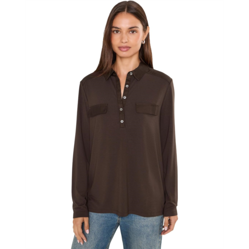 Womens Tommy Bahama Kauai Woven Trim Shirt Long Sleeve