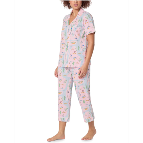 Womens Bedhead PJs Short Sleeve Cropped Cotton Knit Pajama Set