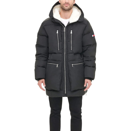 Mens Tommy Hilfiger Heavyweight Quilted Sherpa Hooded Parka