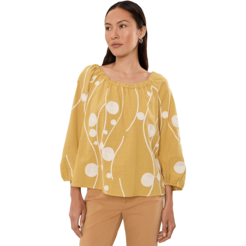 Liverpool Los Angeles Petite 3/4 Sleeve Woven Top with Embroidery